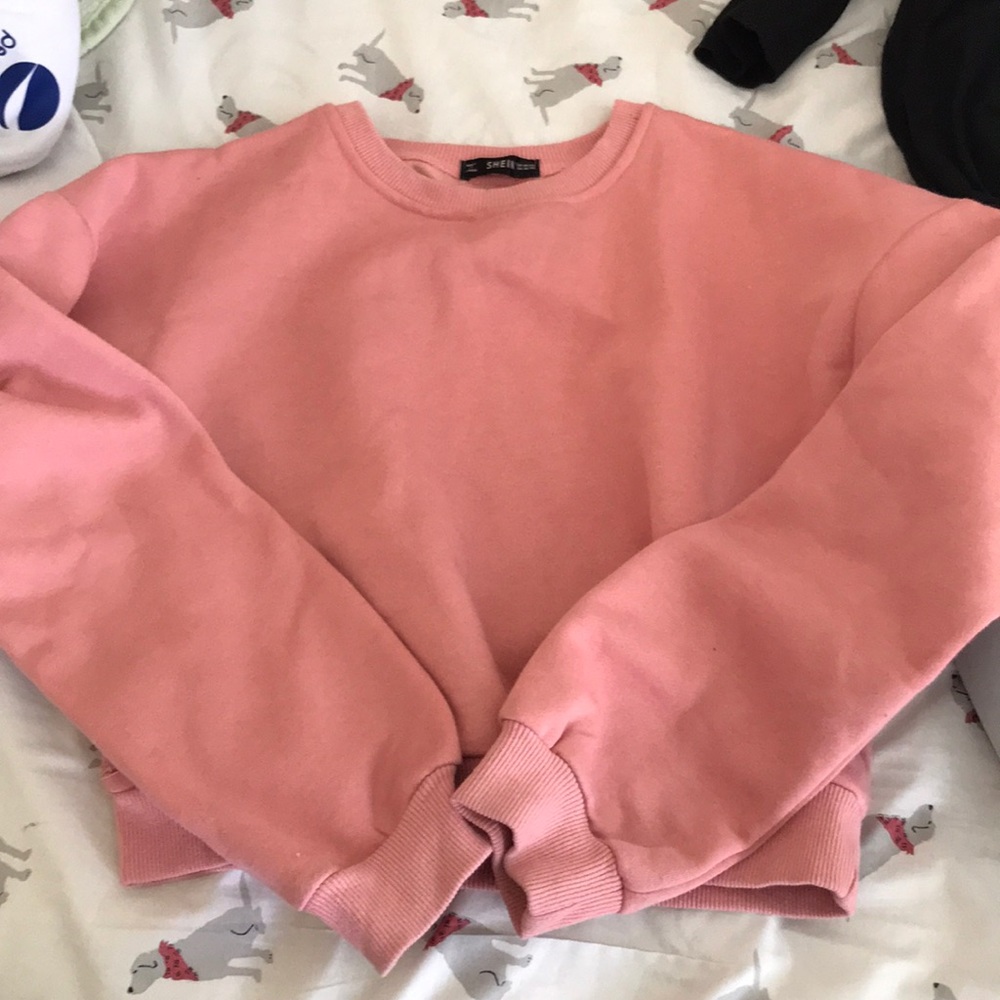 shein salmon color cropped sweater
